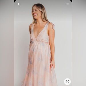 Worth Collective Viola V-Neck Maxi Dress in Blush